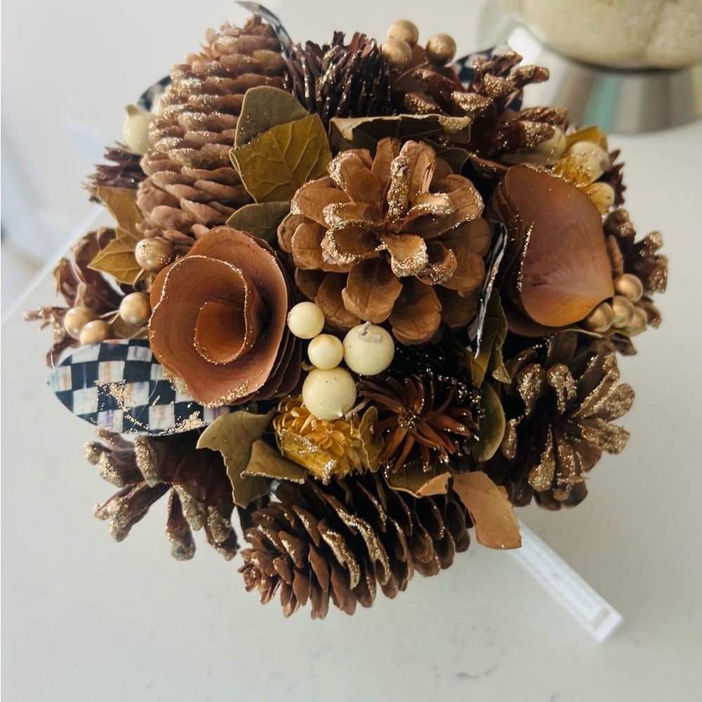 Mackenzie-Childs Pinecone Basket with Checkered Design - Picture 5 of 5